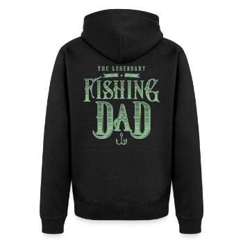 Fishing Dad Fisch Vater - Unisex Premium Bio Zip Hoodie - Schwarz - Hinten - Nico (187cm)