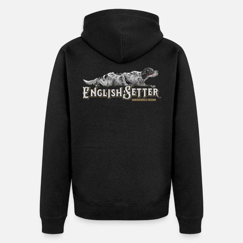 Englisch Setter kriechen - Unisex Premium Bio Zip Hoodie - Schwarz