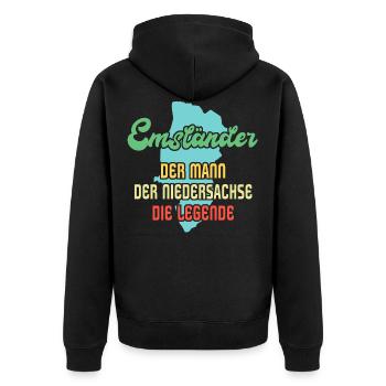 Emsland Niedersachsen Sprüche Emsländer - Unisex Premium Bio Zip Hoodie - Schwarz - Hinten - Nico (187cm)