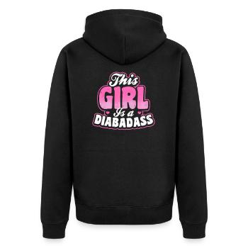 Type 1 Diabetes This Girl Is Diabadass Gift - Unisex Premium Organic Zip Hoodie - black - Back - Nico (187cm)