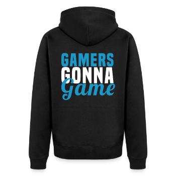 Players will play - Unisex Premium Organic Zip Hoodie - black - Back - Nico (187cm)