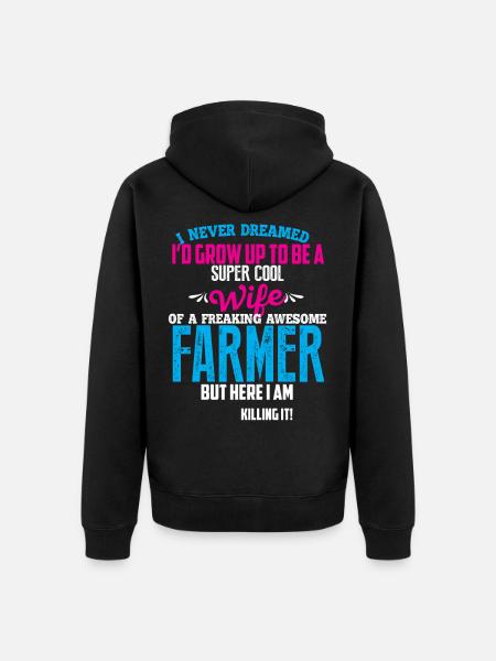 super cool farmer wife - Unisex Premium Organic Zip Hoodie - black