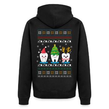 ZAHN WEIHNACHTEN - Unisex Premium Bio Zip Hoodie - Schwarz - Hinten - Nico (187cm)