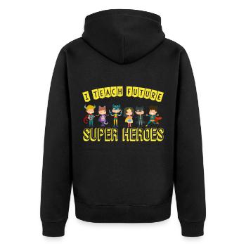 Ich unterrichte Superhelden Fantastisch Unterricht - Unisex Premium Bio Zip Hoodie - Schwarz - Hinten - Nico (187cm)