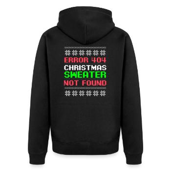 Programmer Christmas Ugly Sweater Not Found Gift - Unisex Premium Organic Zip Hoodie - black - Back - Nico (187cm)