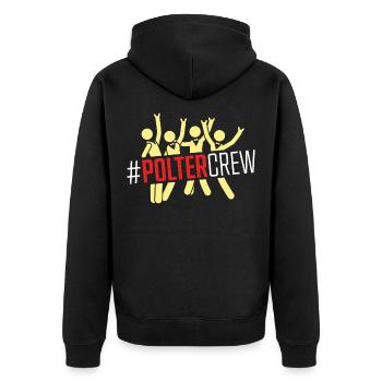 Polter Crew Polterabend Groom - Unisex Premium Bio Zip Hoodie - Schwarz - Hinten - Nico (187cm)