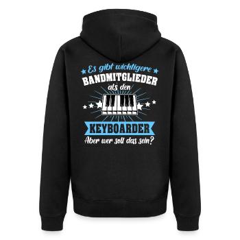 Keyboard Keyboarder Geschenk Band Sprüche - Unisex Premium Bio Zip Hoodie - Schwarz - Hinten - Nico (187cm)
