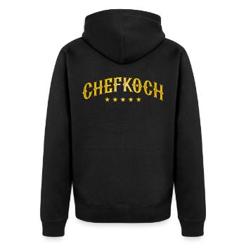 Chefkoch Kochen Sterne Koch - Unisex Premium Bio Zip Hoodie - Schwarz - Hinten - Nico (187cm)