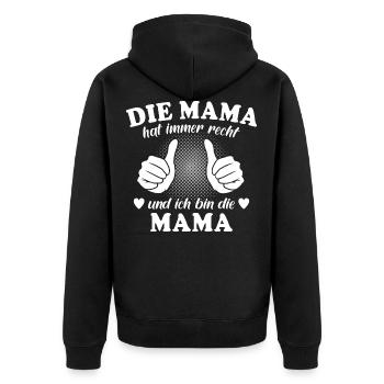 Mama Mutter Spruch Geschenk Muttertag - Unisex Premium Bio Zip Hoodie - Schwarz - Hinten - Nico (187cm)
