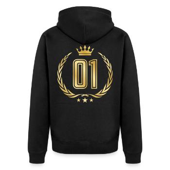01 zahl kranz gold - Unisex Premium Organic Zip Hoodie - black - Back - Nico (187cm)