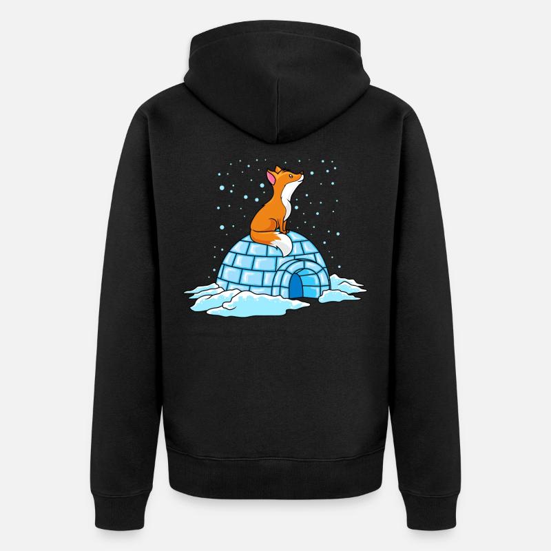 renard iglu hiver ploar comic - Veste à capuche bio Premium Unisexe - noir