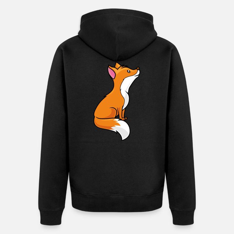 fox comic - Unisex Premium Organic Zip Hoodie - black