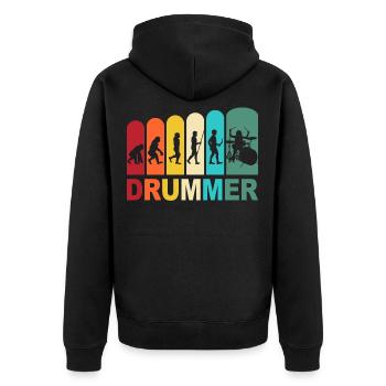 Drummer Evolution Schlagzeuger Schlagzeug Drums - Unisex Premium Bio Zip Hoodie - Schwarz - Hinten - Nico (187cm)
