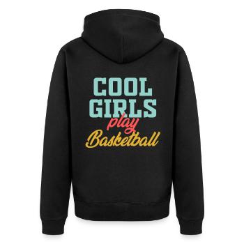 Basketball Girl Coole Mädchen spielen Basketball B - Unisex Premium Bio Zip Hoodie - Schwarz - Hinten - Nico (187cm)