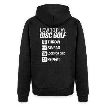 Frisbee Throw Swear Look Disc Repeat Gift - Unisex Premium Organic Zip Hoodie - black - Back - Nico (187cm)