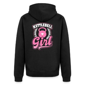 Kettlebell Kettlebell Mädchen Geschenk - Unisex Premium Bio Zip Hoodie - Schwarz - Hinten - Nico (187cm)