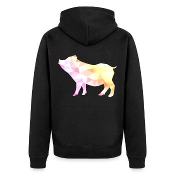 pig polygon schwein bunt - Unisex Premium Bio Zip Hoodie - Schwarz - Hinten - Nico (187cm)