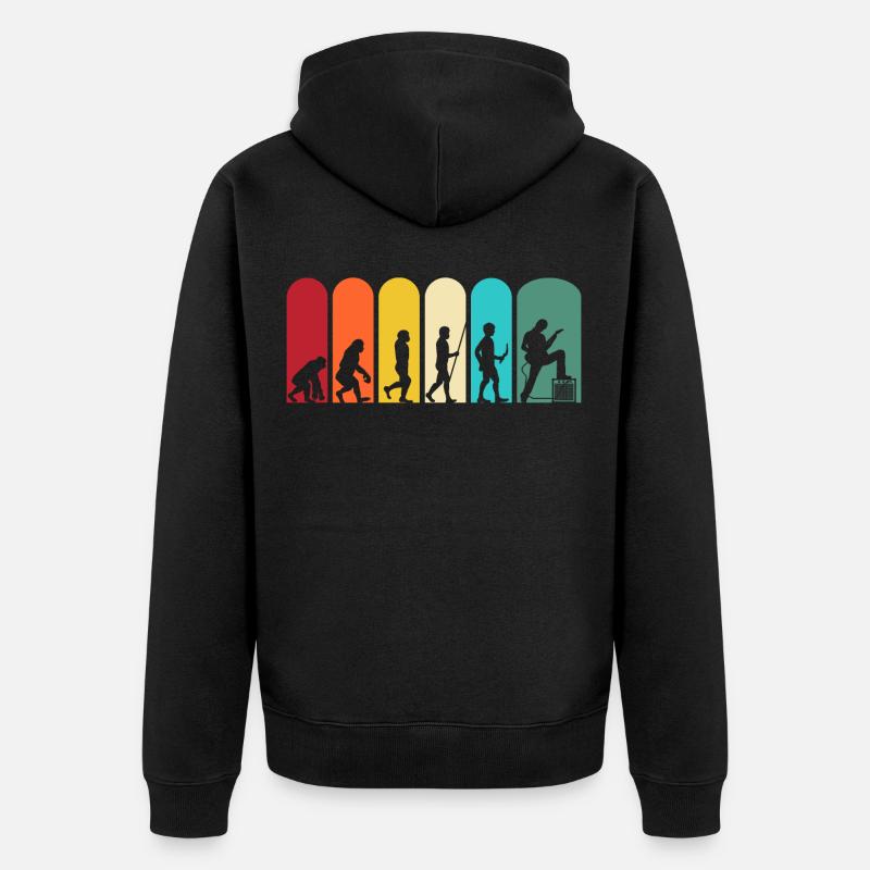 Gitarrist Evolution Gitarre Retro - Unisex Premium Bio Zip Hoodie - Schwarz
