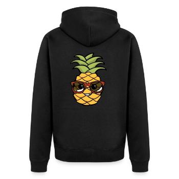Cool pineapple with glasses - Unisex Premium Organic Zip Hoodie - black - Back - Nico (187cm)