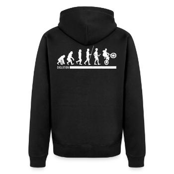 Evolution BMX Tshirt Design - Unisex Premium Bio Zip Hoodie - Schwarz - Hinten - Nico (187cm)