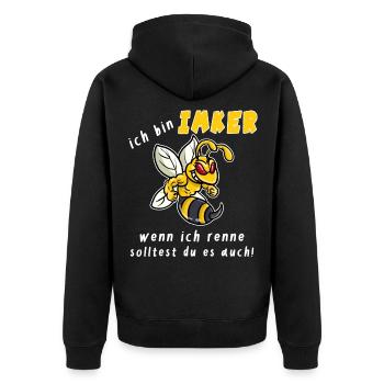 Imker wenn ich renne - Unisex Premium Bio Zip Hoodie - Schwarz - Hinten - Nico (187cm)
