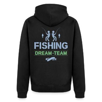 Fishing Dream Team Angeln - Unisex Premium Bio Zip Hoodie - Schwarz - Hinten - Nico (187cm)