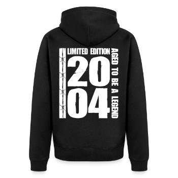 limited edition 2004 gift idea - Unisex Premium Organic Zip Hoodie - black - Back - Nico (187cm)