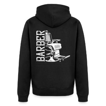 barber stuhl sessel - Unisex Premium Bio Zip Hoodie - Schwarz - Hinten - Nico (187cm)