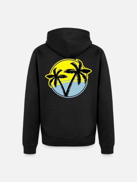 palm silhouette circle beach - Unisex Premium Organic Zip Hoodie - black