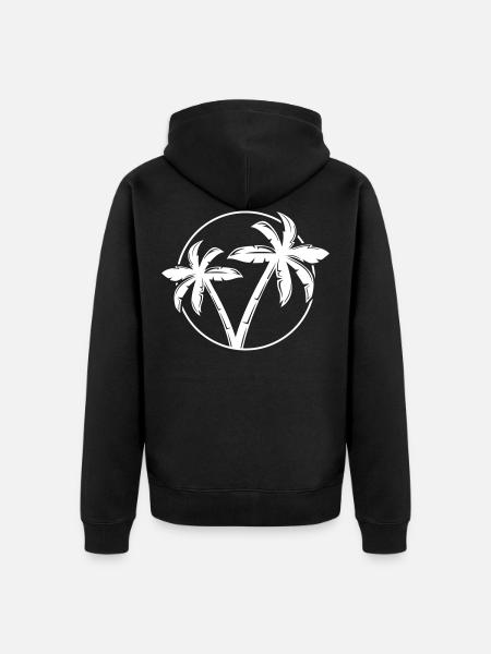 palm silhouette circle beach - Unisex Premium Organic Zip Hoodie - black