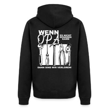 Wenn opa es nicht reparieren kann Geschenk - Unisex Premium Bio Zip Hoodie - Schwarz - Hinten - Nico (187cm)