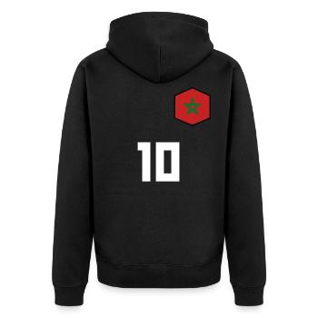 Marokko - Unisex Premium Bio Zip Hoodie - Schwarz - Hinten - Nico (187cm)