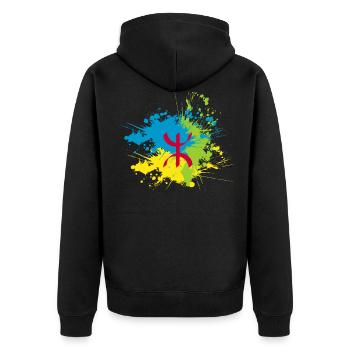 Amazigh - Unisex Premium Organic Zip Hoodie - black - Back - Nico (187cm)