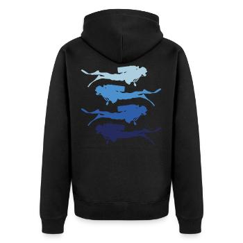 taucher silhouette - Unisex Premium Bio Zip Hoodie - Schwarz - Hinten - Nico (187cm)