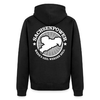 Sachse Sachsen Geil Spruch - Unisex Premium Bio Zip Hoodie - Schwarz - Hinten - Nico (187cm)