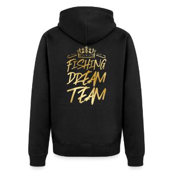 Fishing Dream Team Angeln - Unisex Premium Bio Zip Hoodie - Schwarz - Hinten - Nico (187cm)