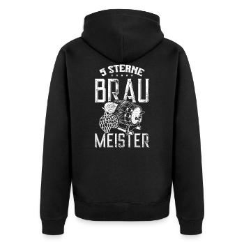 Braumeister Hopfen Brauer Brauerei - Unisex Premium Bio Zip Hoodie - Schwarz - Hinten - Nico (187cm)