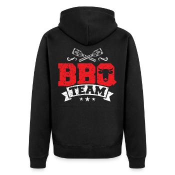 Grillen Bbq Team Grill - Unisex Premium Bio Zip Hoodie - Schwarz - Hinten - Nico (187cm)