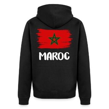 Marokko - Unisex Premium Bio Zip Hoodie - Schwarz - Hinten - Nico (187cm)