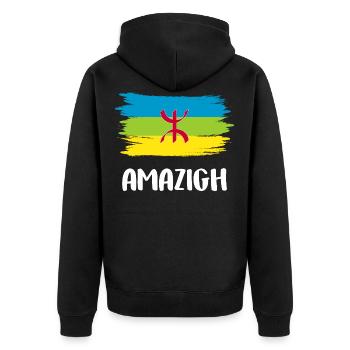 Amazigh - Unisex Premium Bio Zip Hoodie - Schwarz - Hinten - Nico (187cm)