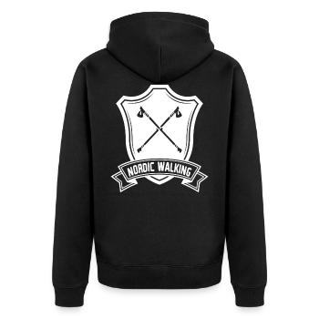 Logo des armoiries de marche nordique - Veste à capuche bio Premium Unisexe - noir - Dos - Nico (187cm)
