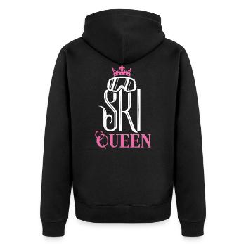 Ski Queen Skibrille Spruch - Unisex Premium Bio Zip Hoodie - Schwarz - Hinten - Nico (187cm)