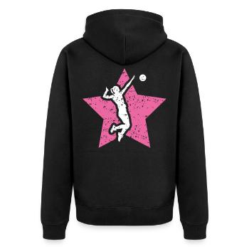 Volleyball silhouette player - Unisex Premium Organic Zip Hoodie - black - Back - Nico (187cm)
