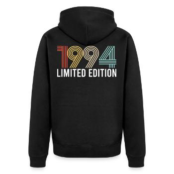 Vintage 1994 Geburtstag Geburtsjahr Retro seashell - Unisex Premium Bio Zip Hoodie - Schwarz - Hinten - Nico (187cm)