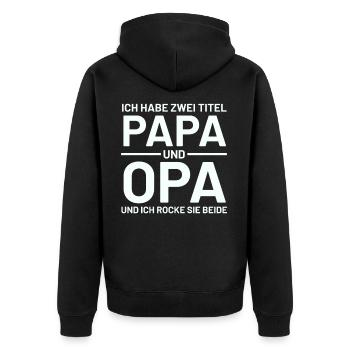 Ich Habe Zwei Titel Papa Und Opa - Vatertag 2021 - Unisex Premium Bio Zip Hoodie - Schwarz - Hinten - Nico (187cm)