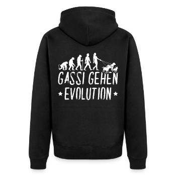 Gassi Gehen Evolution Hunde - Unisex Premium Bio Zip Hoodie - Schwarz - Hinten - Nico (187cm)