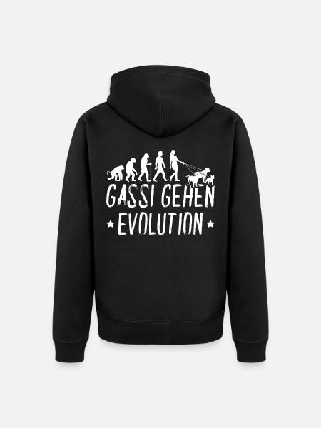 Gassi Gehen Evolution Hunde - Unisex Premium Bio Zip Hoodie - Schwarz