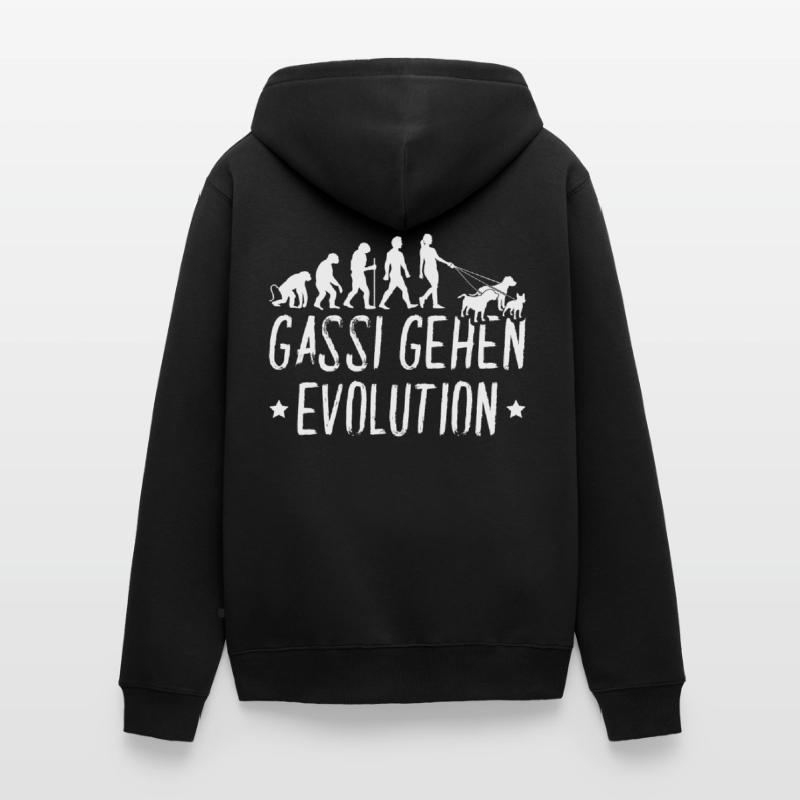 Gassi Gehen Evolution Hunde Unisex Premium Bio Zip Hoodie