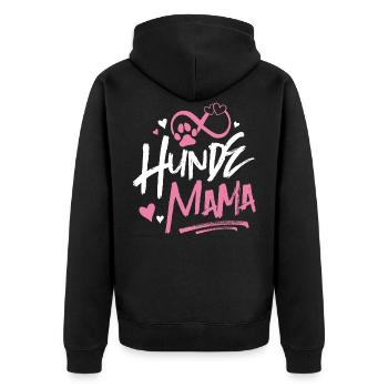 Hunde Mama Spruch - Unisex Premium Bio Zip Hoodie - Schwarz - Hinten - Nico (187cm)