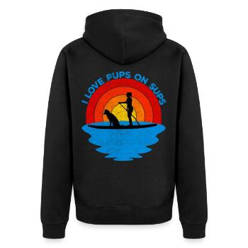 J'adore les chiots sur les SUP pour les pagayeurs debout avec des chiens - Veste à capuche bio Premium Unisexe - noir - Dos - Nico (187cm)